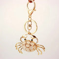 Metal Zinc Alloy Gold Plated  Fashion Animal Crab Pendant Crystal KeyChain With Key Chain Ring Bag Hanging Decoration
