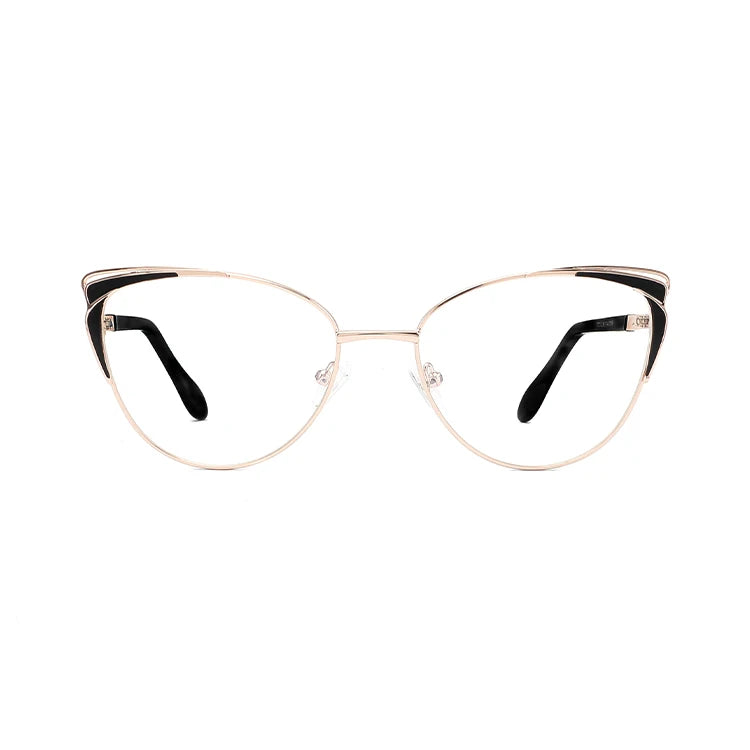 2102G95 2023 High End Spectacle Eyewear Frames  Custom  Fashion Cat Eye Metal Optical Frames Female
