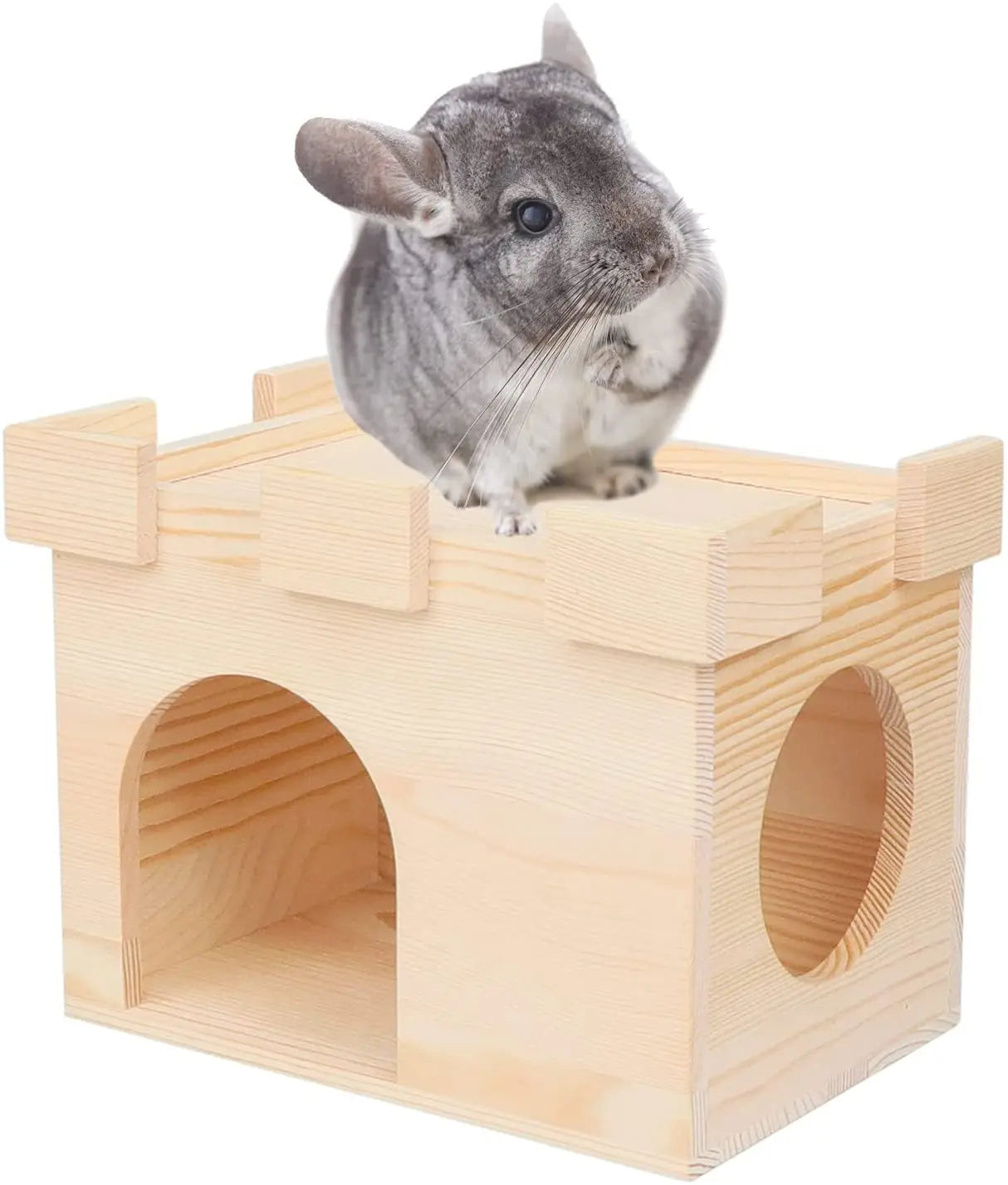Outside Garden Patio Decorative Chinchilla Wood Pet House Small Animal Hideout Home Decor