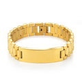 Custom DIY 15mm Wide 18K Gold Stainless Steel Bracelet Luxury Geometric Pattern Laser Engraved Blank Metal for Men