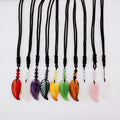 Wholesale Natural Rose Green Jade Amethyst Gemstone Crystal Carving Angel Wing Pendant for Jewelry Making Crystal