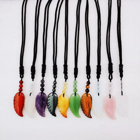 Wholesale Natural Rose Green Jade Amethyst Gemstone Crystal Carving Angel Wing Pendant for Jewelry Making Crystal
