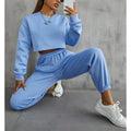 Wholesale 2025 Women Clothing Jogging Suit Solid Color 2 Piece Crop Top Set Long Sleeve Two Piece Pants Outfits Set