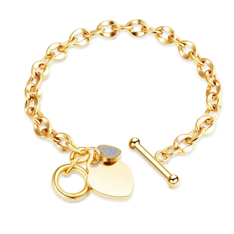 Personality Versatile  Steel Jewelry OT Buckle Popular Titanium Steel Bracelet Double Layer Bracelet