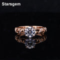 Stargems Pattern Hollow Design Real 9k 10K 14K 18K Yellow White Rose Gold Diamond Ring