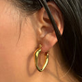 MICCI Bijoux En Acier Inoxydable Minimalist Stainless Steel Jewelry Geometric Irregular Statement Hoop Earrings