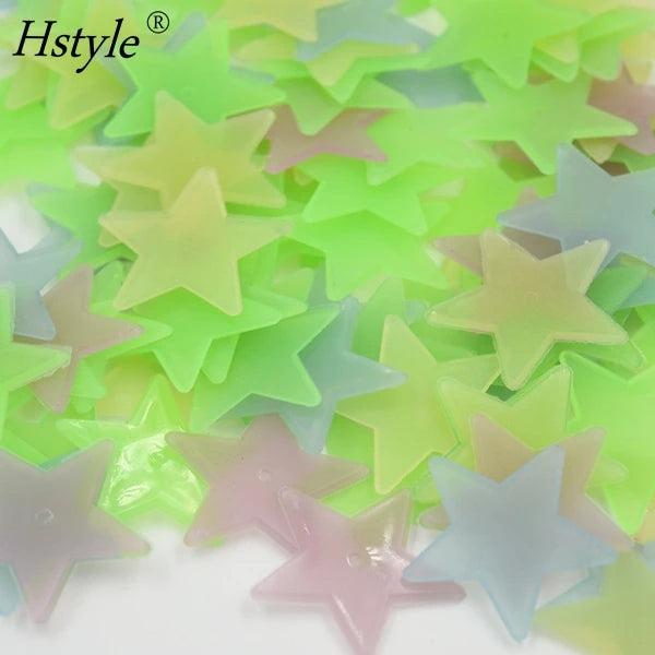 100 Pcs Colorful Glow in the Dark Luminous Stars Fluorescent Noctilucent Plastic Wall Stickers Murals Decals SD1300