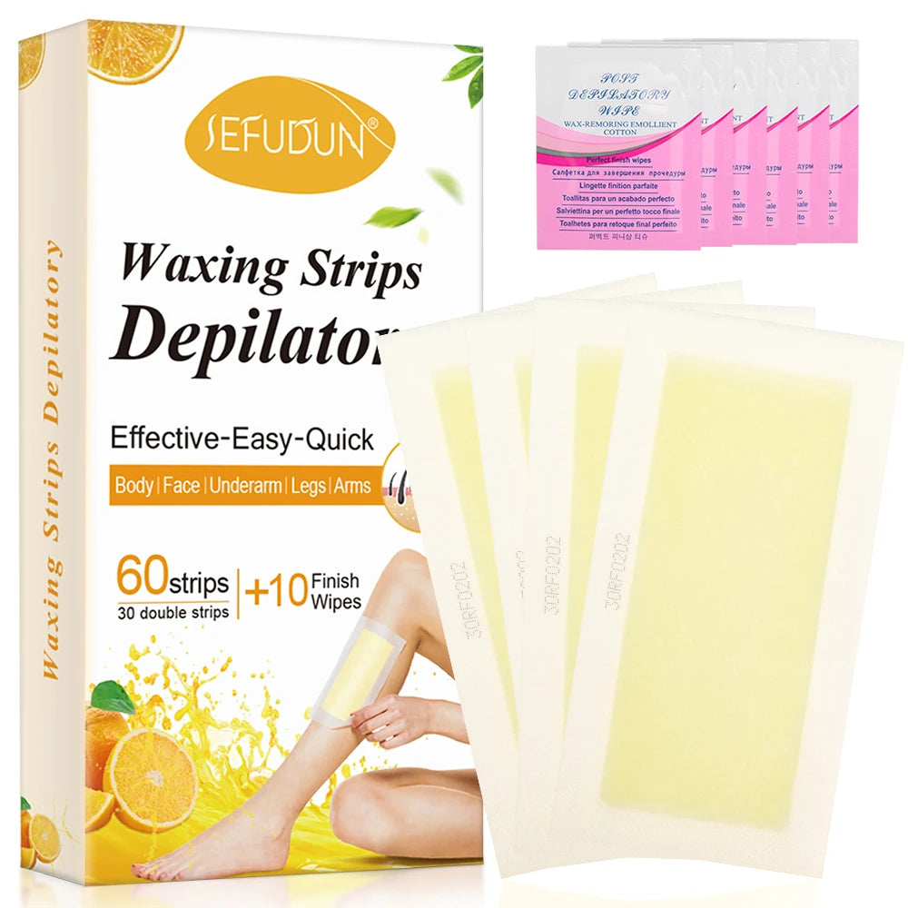 SEFUDUN Cold Wax Strip Paper Private Label Reusable Facial Wax Strips for Hair Removal Wholesale Upper Lip Eyebrow Wax Strip