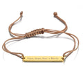 Yiwu Aceon Velle Stainless Steel Braid Adjust Nylon Cord Personalized Gold Flat Oval Bar Spiritual Pray Hope Gift Bracelet