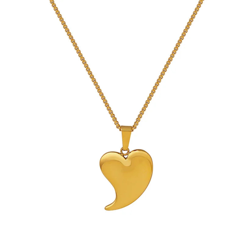 Latest Design Stainless Steel Polished Irregular Heart Pendant Collar Choker Necklace for Women New Arrival Fashion Accessory