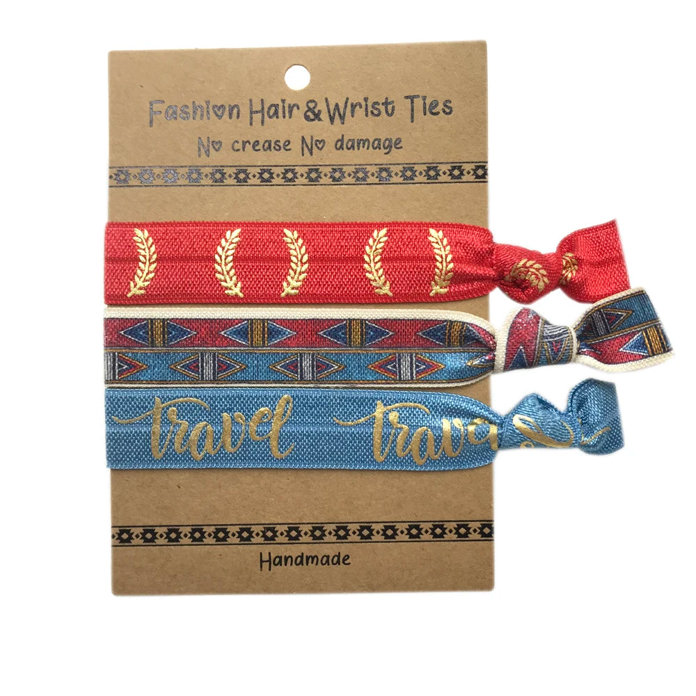 100 Packs/lot Hair Ties with Tassel Charm Wholesale Girls Bracelet Airplane Map Compass Elastic Hair Band Ponytail Holder