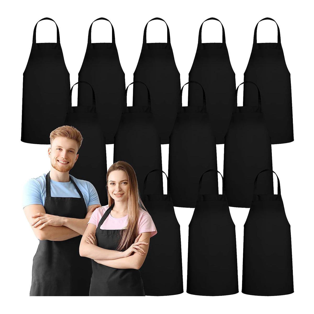 Custom Hairdresser Beauty Kitchen Cooking Barbecue Machine Washable Pocket-Less Black Bib Unisex Apron