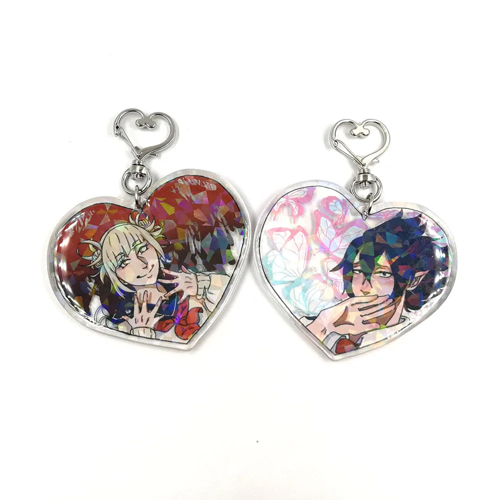 KUIEN Custom Creative Cartoon Character Printed Cute Cracked Hologram Acrylic Charms Diamond Broken Glass Holographic Flexible