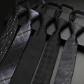 Custom logo Slim Necktie Business Men Striped Polka Dot Polyester Silk Zipper Necktie Tie Accessories