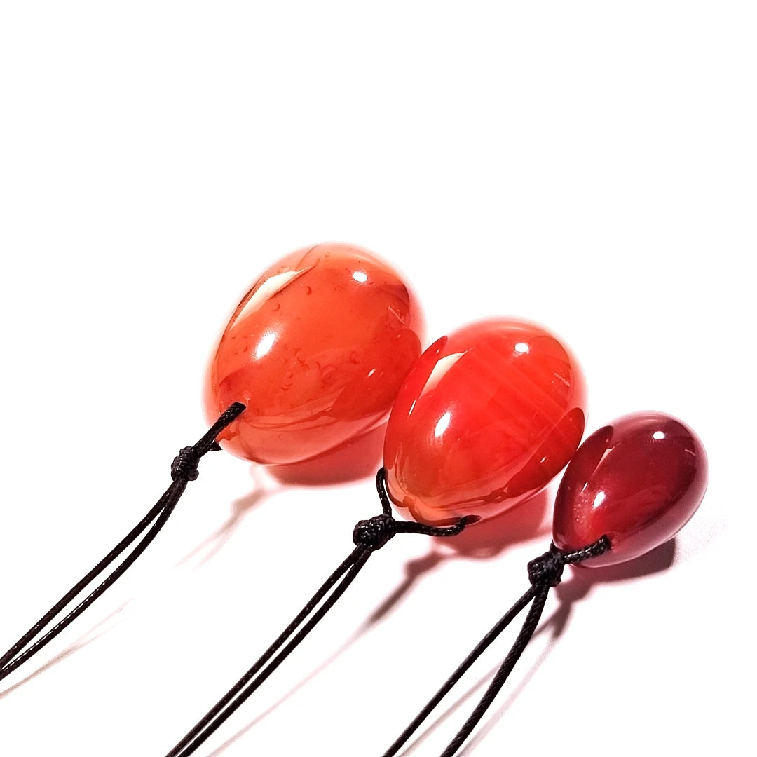 DIY Wholesale Natural Carnelian Stone Gemstone Polished Red Jade Yoni Egg Set for Women Kegel Exercise