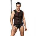 Sexy Men's Jumpsuit Black Bodysuit Transparent Briefs Underwear