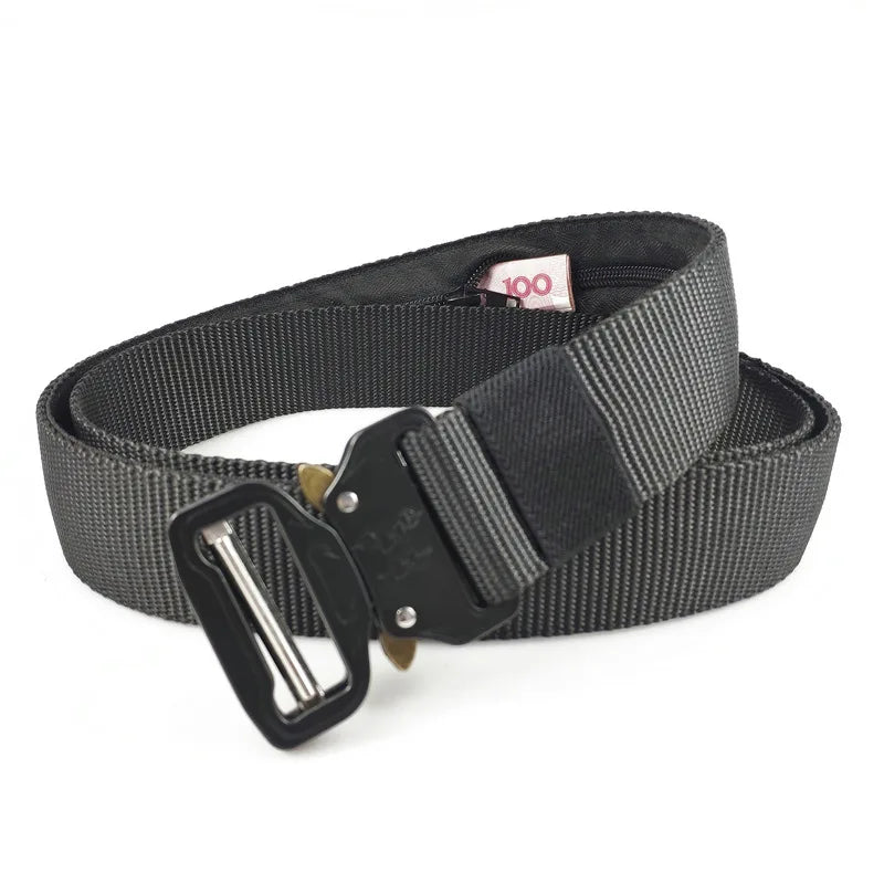 Casual Anti-Theft Security Belt with Quick Release Tactical for Buckle 38mm Width and Hidden Money Pocket New Travel Wallet