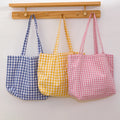 Plain Checked Pattern Cotton Tote Bag for Shopping Wholesale Custom Reusable Shoulder Bags