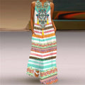 Bohemian Summer Lady Dress Sleeveless V-neck Pocketed Loose Dashiki African Women Casual Maxi Dress