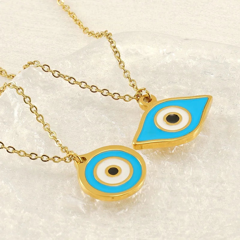 Hot Selling New Personalized Simple Blue Eye Pendant Women's Necklace Fashion Accessories Stainless Steel Necklace
