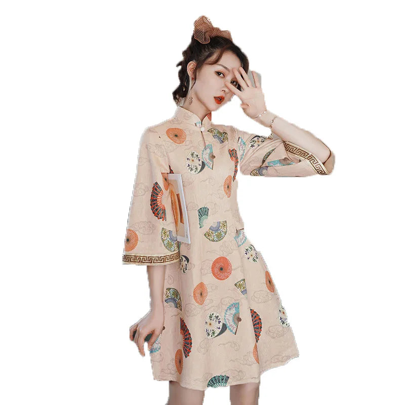 Chinese Improved Cheongsam Qipao Women Fashion Elegant Hanfu