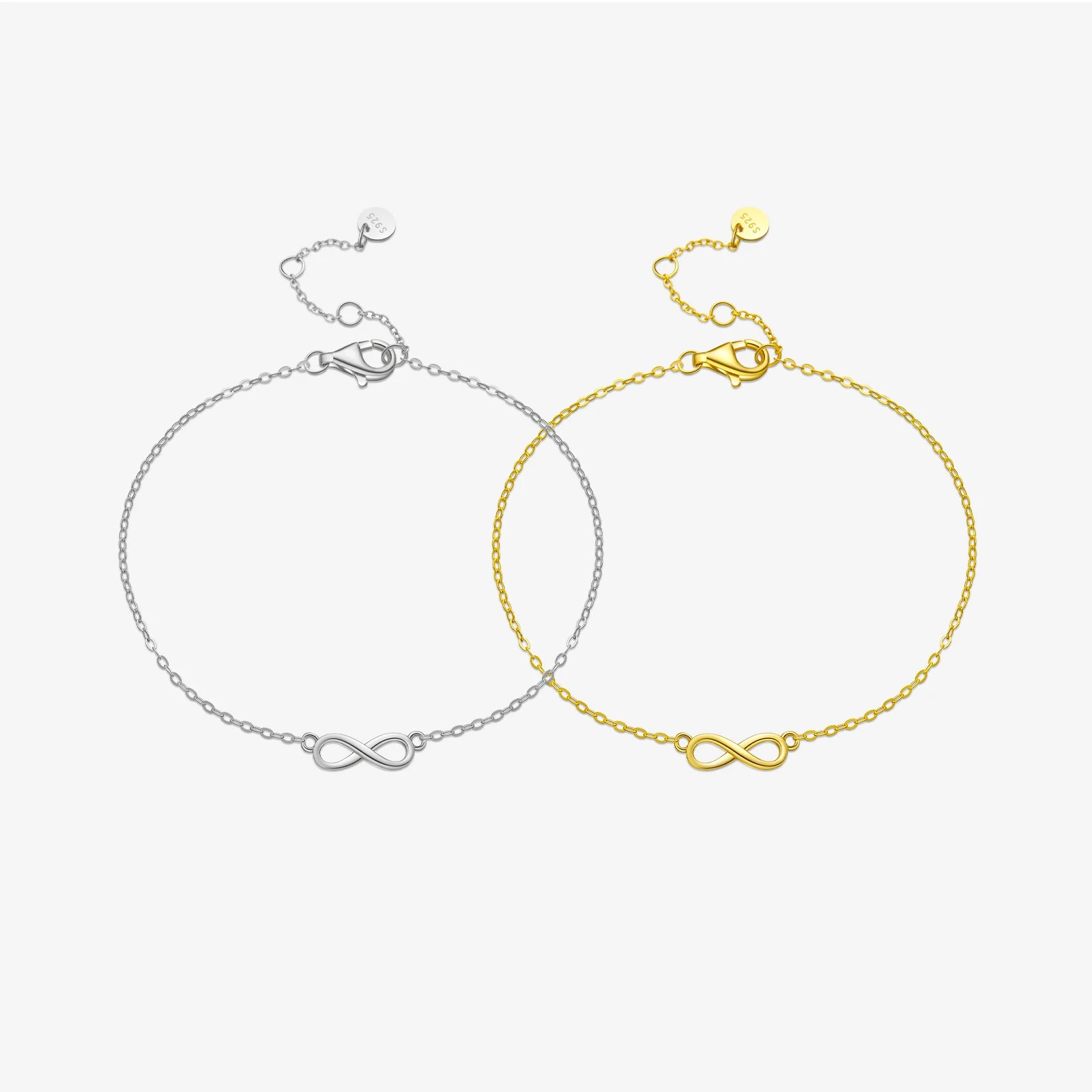 FUAMAY Wholesale 925 Silver Infinity Style Classic 18K Gold Plated 925 Silver Minimalist Infinity Ring Permanent Bracelets