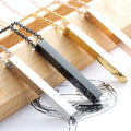 Engraved Jewelry 18k/14K Gold Plated Pendant Rectangle Fashion Blank Bar Hombres Charm Gym Halskette Stainless Steel Necklace