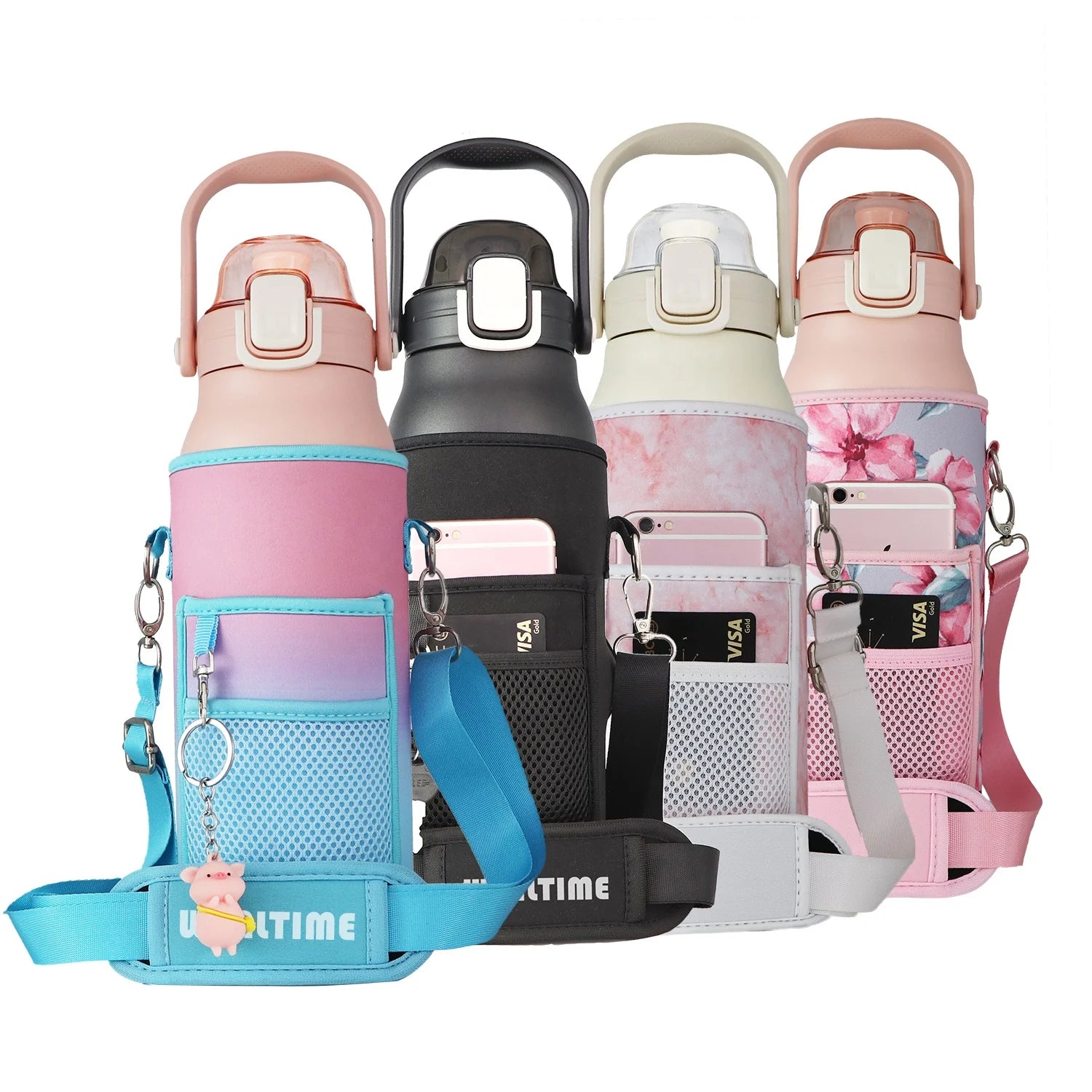 half gallon stainless steel vacuum insulated water bottle with sleeve phone holder 58oz vacuum thermal flask