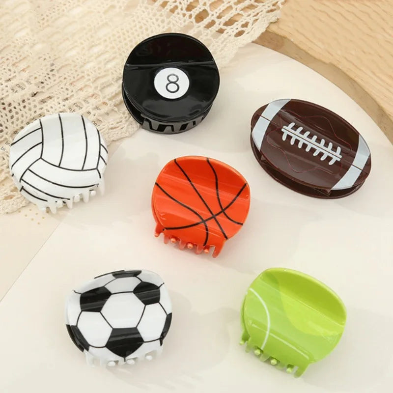 New Football Hair Claws Basketball Hair Clips Soccer Volleyball Shark Tennis Hair Claws Accessories Wholesale