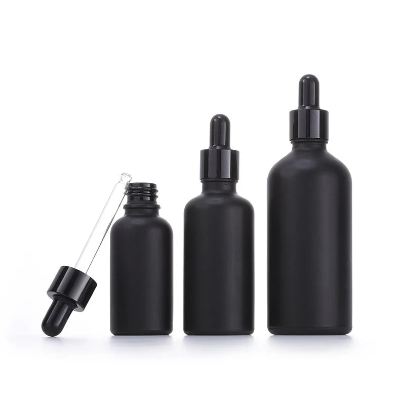 5ml 10ml 15ml 20ml 30ml 50ml 100ml Primary Raw Black Frosted Glass Essential Oil Dropper Pipette Perfume Bottle