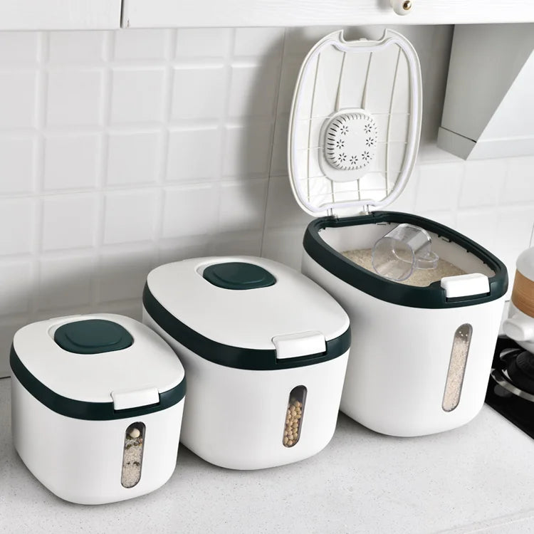 Rice Dispenser Large Capacity Rectangle ABS Food Grain Storage Container Moisture-proof Insect-proof Sealed Modern Kitchen
