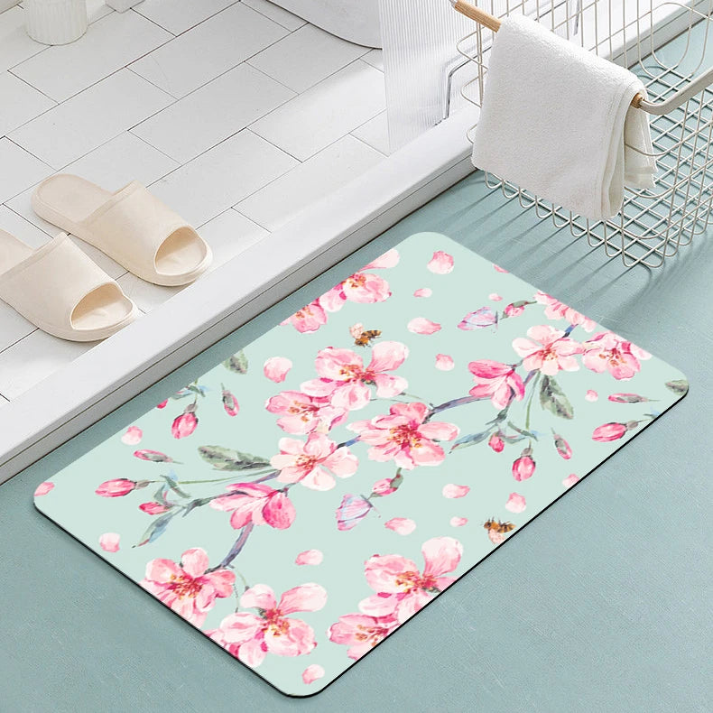 U-HOME Cheap Retro Personalised Bath Floor Mat Custom Logo Bath Set Non Slip Rubber Oval Shape Bathroom Rug Mat