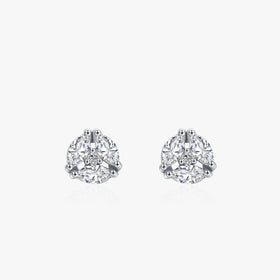 Ailmay Pure 925 Sterling Silver High-Class Dazzling CZ Geometric Design Stud Earrings for Women Trendy Jewelry Anniversary Gift