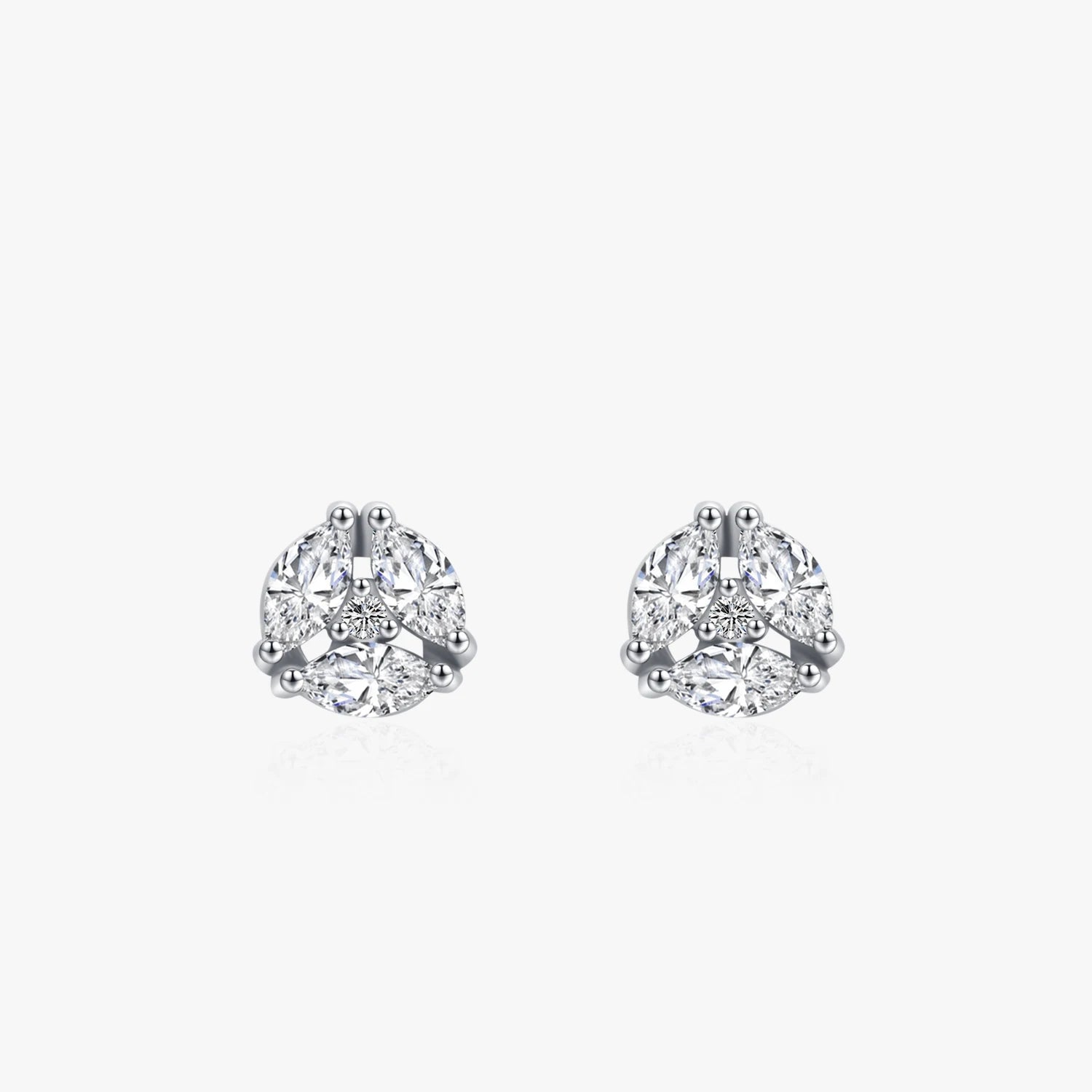 Ailmay Pure 925 Sterling Silver High-Class Dazzling CZ Geometric Design Stud Earrings for Women Trendy Jewelry Anniversary Gift