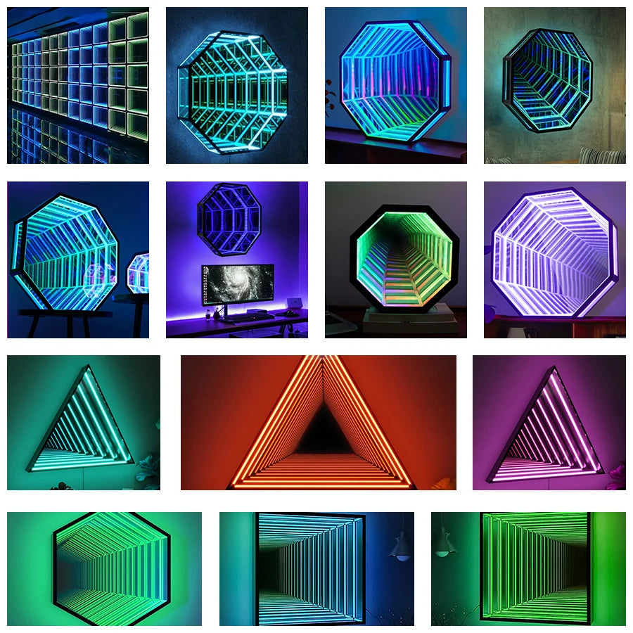 Customized Multi-Layer Mirror Sign Led Infinite 3D Magic Infinity Mirror Illumination Magic Neon Sign