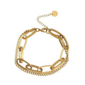 New Vintage Fashion Double-Layer Round Pendant Bracelet Temperament Stainless Steel Chain Bracelet for Women