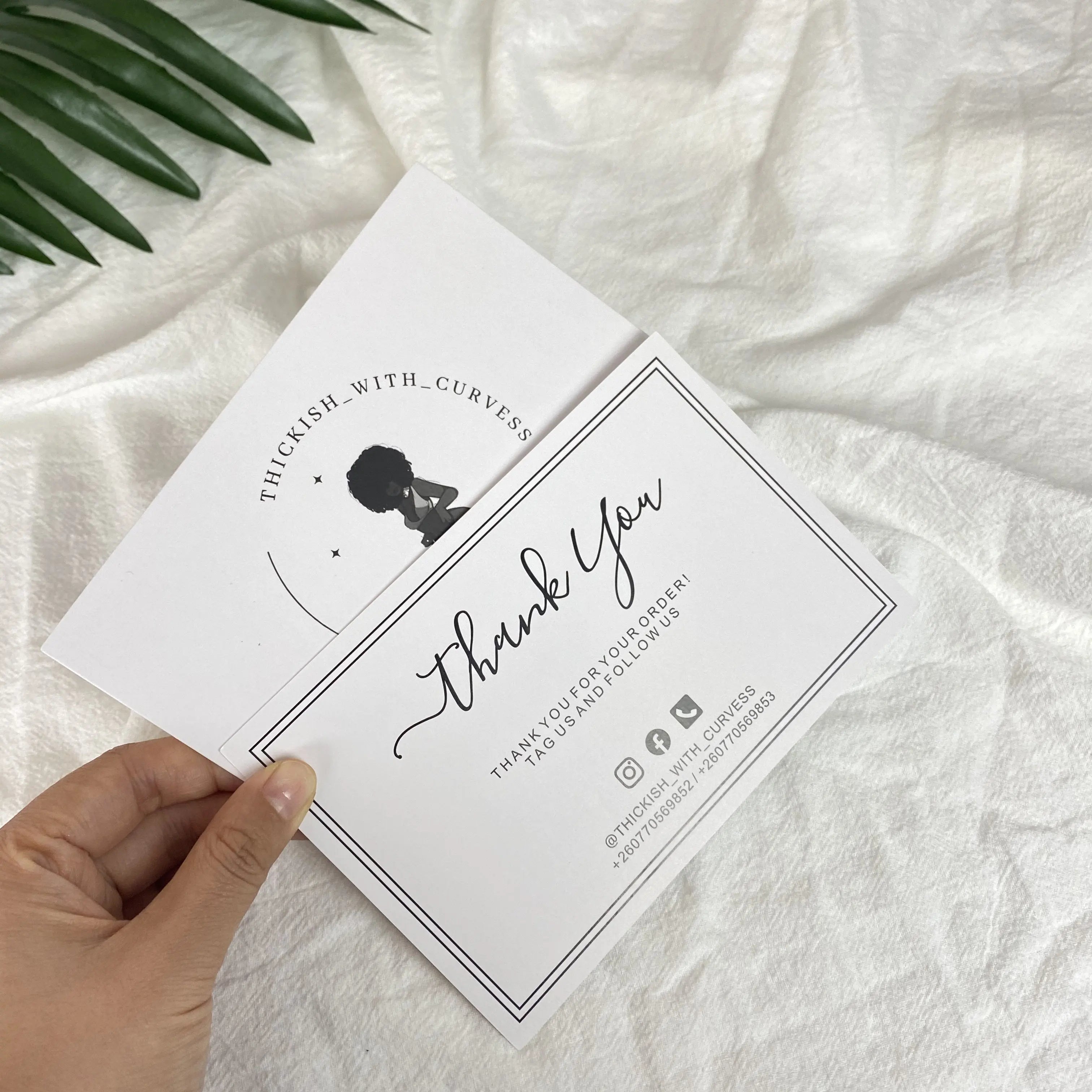 Thank You Greeting Card With Custom Logo for Message Leaving and Invitation