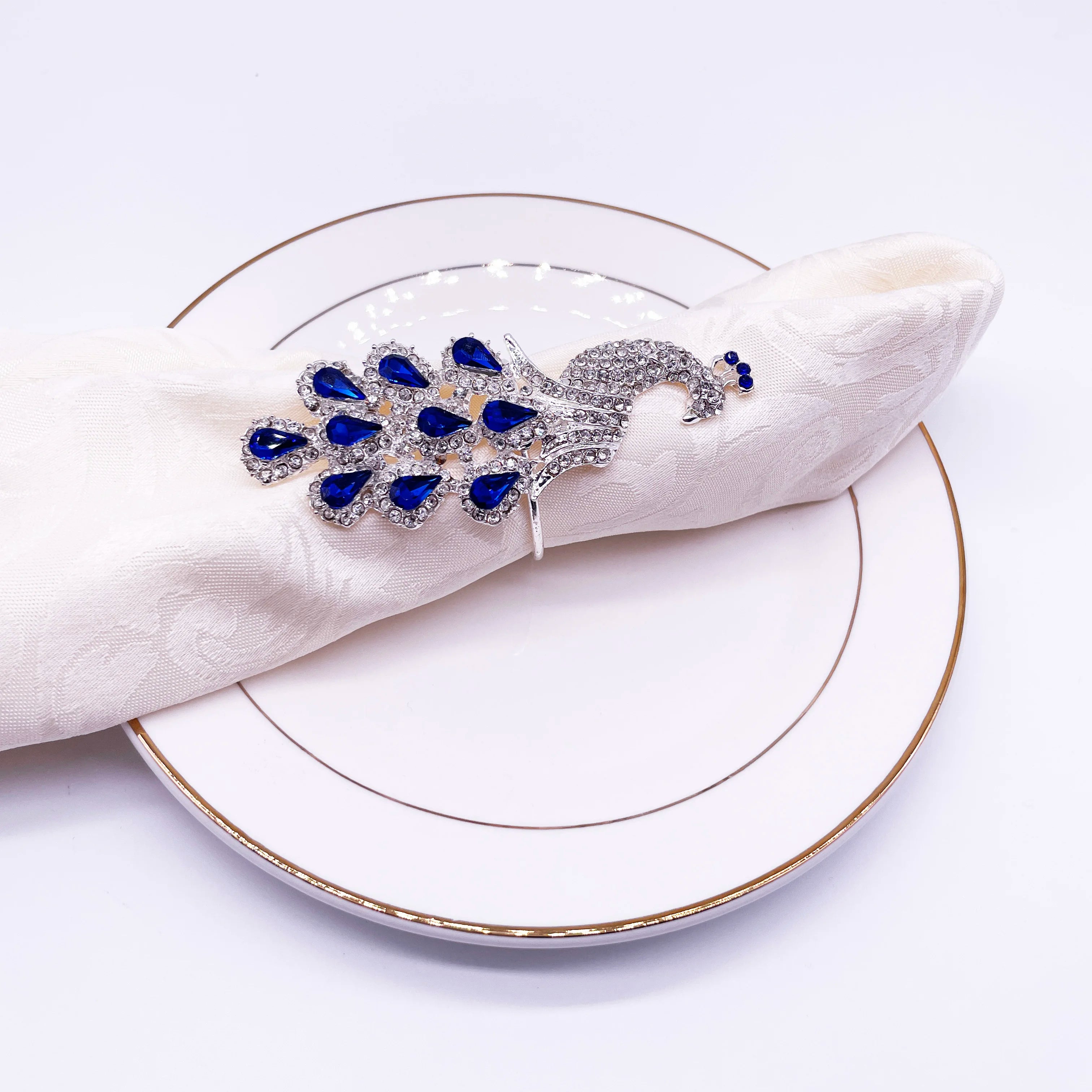 Peacock Napkin Rings Holders  for Holiday Wedding Christmas Thanksgiving Dinner Parties Home Table Decoration