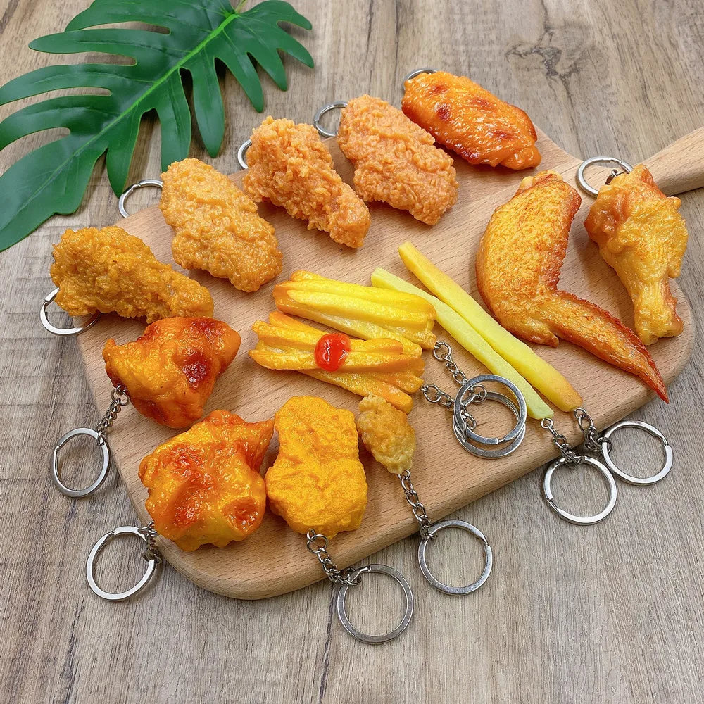 Realistic Food Keychain French Fries Fried Chicken Legs Food Pendant Children's Toys Promotional Gifts