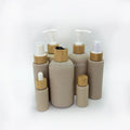 Wholesale Biodegradable Wheat Straw Empty Shampoo Bottle with Bamboo Pump Custom Screen Printing
