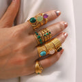 Multiple Styles Lady Gemstone Vintage Designer Rings Temperament Irregular Diamond Stainless Steel Open Ring