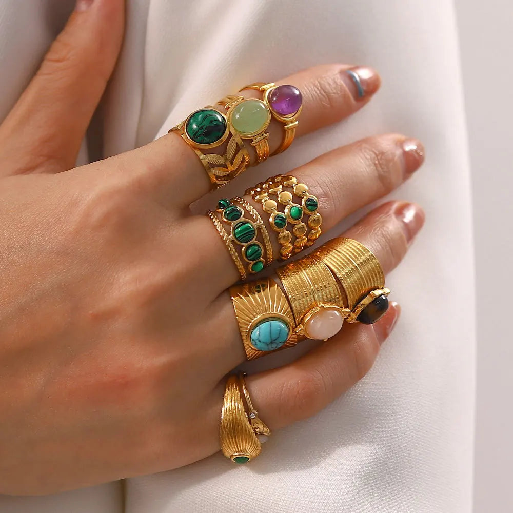 Multiple Styles Lady Gemstone Vintage Designer Rings Temperament Irregular Diamond Stainless Steel Open Ring
