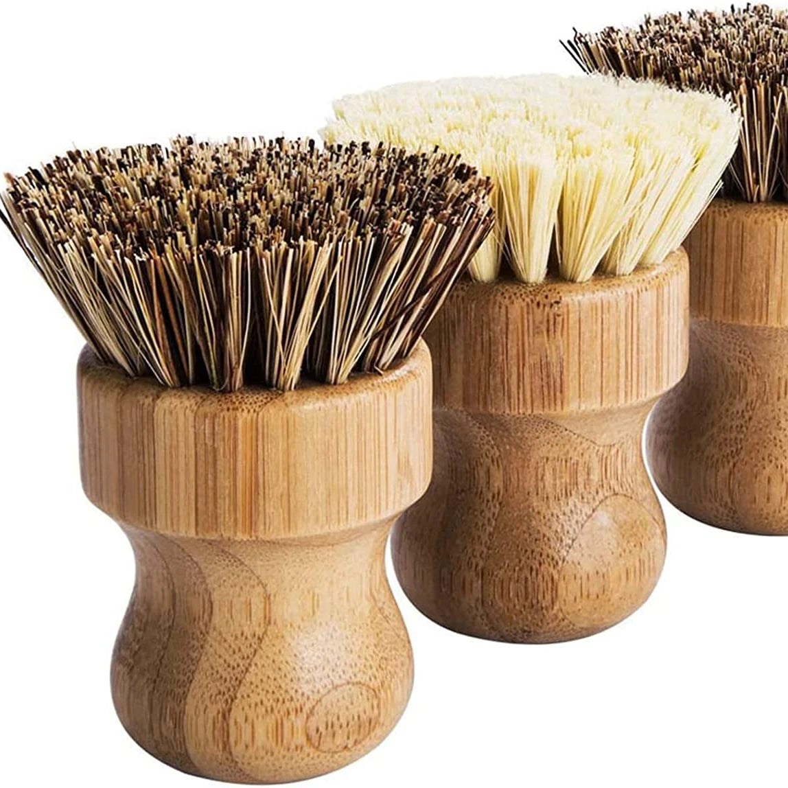 Guansen OEM Natural Wooden Dish Brush SISAL Fiber POT Kitchen Cleaning Brush Set Detergent Bamboo