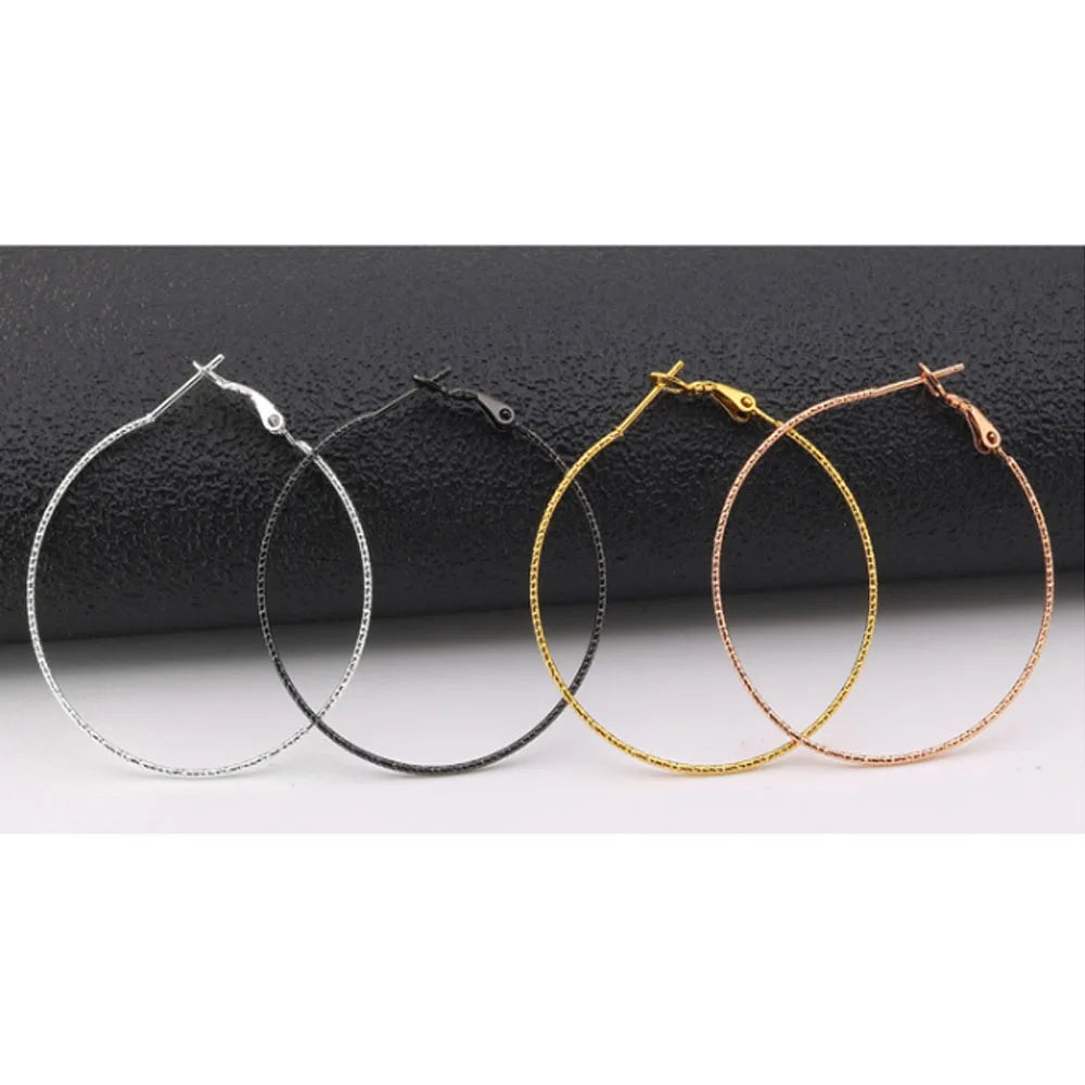 Boho Textured Stainless Steel Thin Round Hoop Dangle Earring Rich Colors Sizes Diy Beaded Beads Fringe Pin Hoops Women Earrings