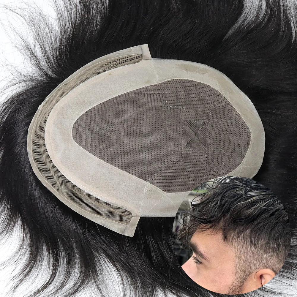 Human Hair Ombre Blonde System 9 X 7 Inch Men Toupee Hair Pu Mono Lace