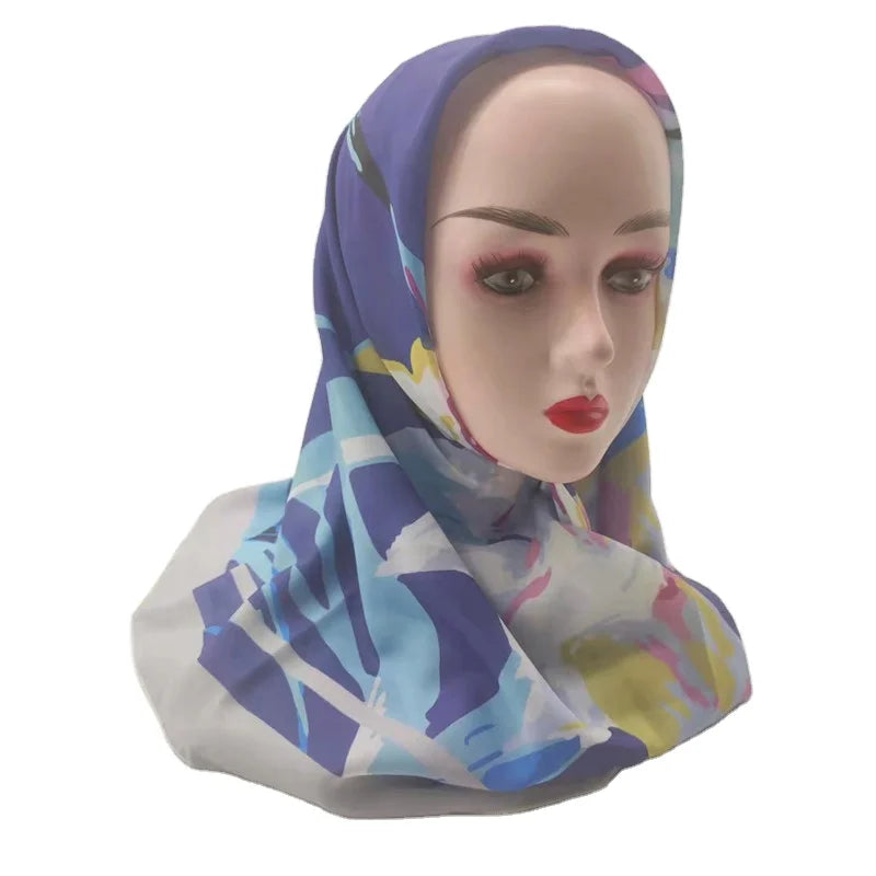 Factory Hijab Supplier Polyester Voile Square Scarf Women's Four Seasons Muslim Daily Wear Popular Design