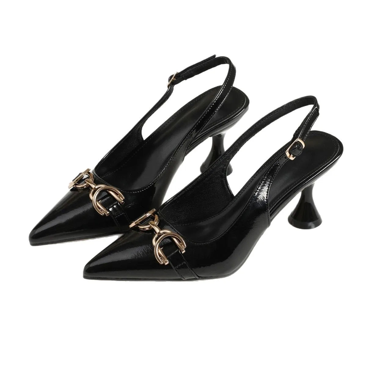Hot Girl High Heels  Metal Chain Thin Heels Pointed Toes Niche Celebrity Single Shoes Women's Super High Heels