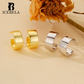 ICEBELA Hot Sale 925 Sterling Silver Earrings Fine Jewelry 18k Gold Plated Chunky Huggie Classic Hoop Earrings for Girls Women