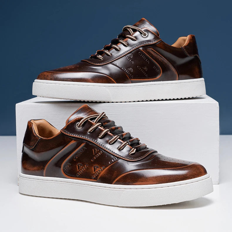High Quality Retro Genuine Leather Men's Shoes Plus Size Flat Sport Casual for Daily Wear Anti-Slip Spring Winter