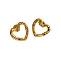 Rainbowking 925 Sterling Silver Hollow Heart Earrings Female Simple Fashion Ins Style Earrings